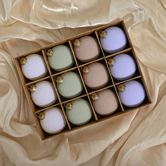 NNEDSZ Set of 12 Matte Christmas Ornaments- Pastel Colored Shatterproof Baubles for Holiday Decor (6 cm)-0