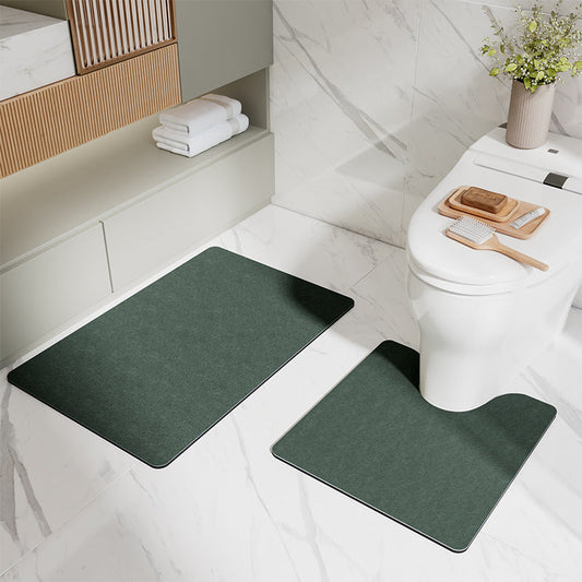 NNEDSZ Green Bathroom Floor Mat Set - U-Shaped Toilet Mat 50*50cm & Rectangular 40x60cm Mat for Bathroom-0