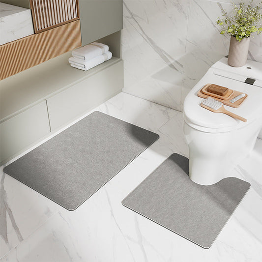 NNEDSZ Gray Bathroom Floor Mat Set - U-Shaped Toilet Mat 50*50cm & Rectangular 60x90cm Mat for Bathroom-0
