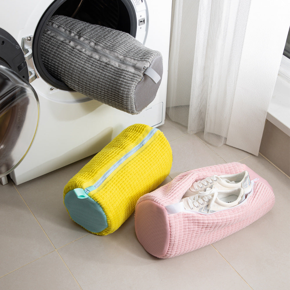NNEDSZ Pink Shoe Laundry Bags - Mesh Protective Washing Bags for Shoes with Zipper Design-3
