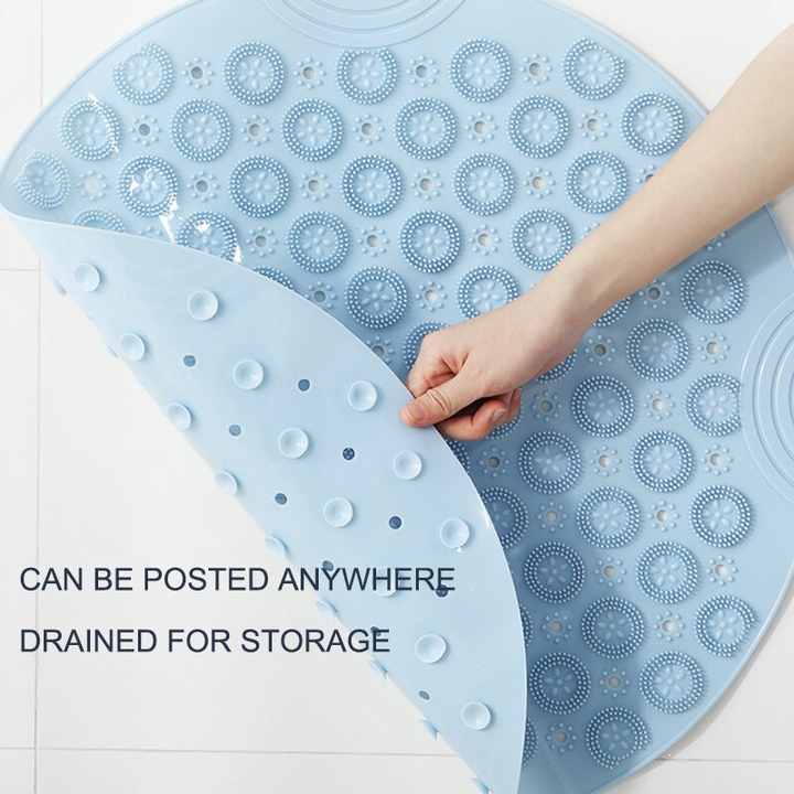 NNEDSZ Light Brown Non-Slip Round Shower Foot Scrubber Mat - Soft Silicone Massage Pad for Foot Cleaning-2