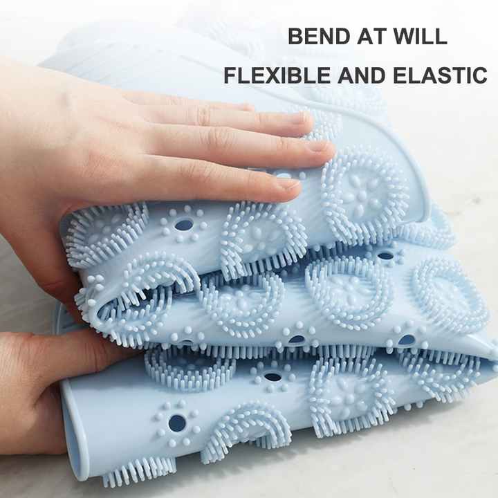 NNEDSZ Light Brown Non-Slip Round Shower Foot Scrubber Mat - Soft Silicone Massage Pad for Foot Cleaning-3