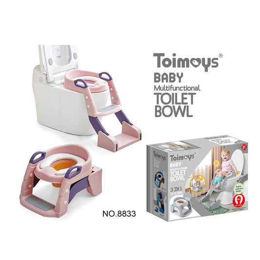 NNEDSZ Pink Children's Toilet Trainer Seat - Foldable Potty Ladder with Color Box, Easy-to-Use Toilet Seat for Kids-0