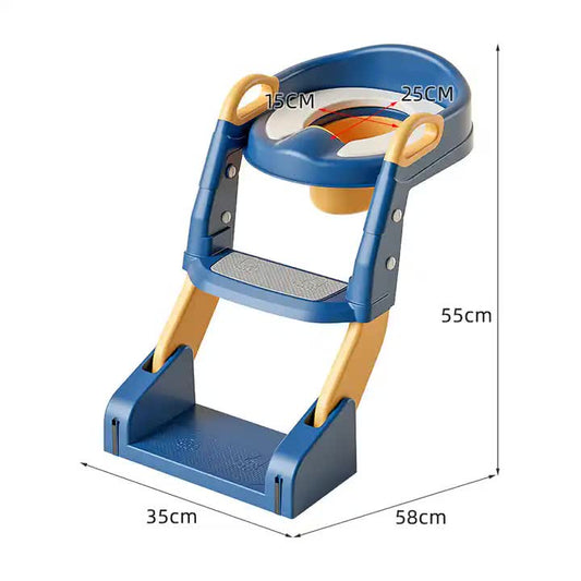 NNEDSZ Pink Children's Toilet Trainer Seat - Foldable Potty Ladder with Color Box, Easy-to-Use Toilet Seat for Kids-1