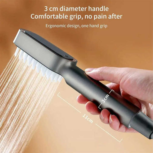 NNEDSZ Black Handheld Shower Head with Silicone Brush and Massage Function - High-Pressure Water Spray-1