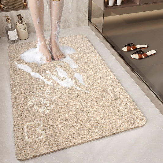 NNEDSZ Cat Head Beige Non-Slip Loofah-Style Bathroom Mat - Quick-Dry and Soft 40*60cm-0