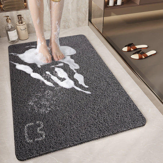 NNEDSZ Cat Head Black Non-Slip Loofah-Style Bathroom Mat - Quick-Dry and Soft 40*60cm-0