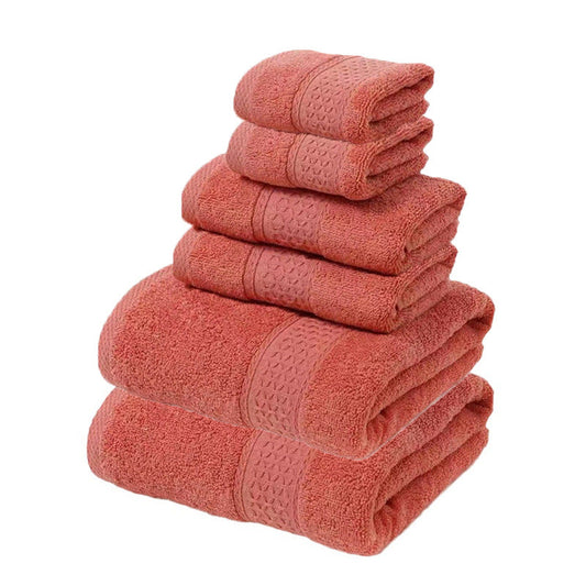 NNEDSZ Red Luxury 6-Piece 100% Cotton Towel Set - 2 Bath Towels, 2 Hand Towels, 2 Face Towels-0