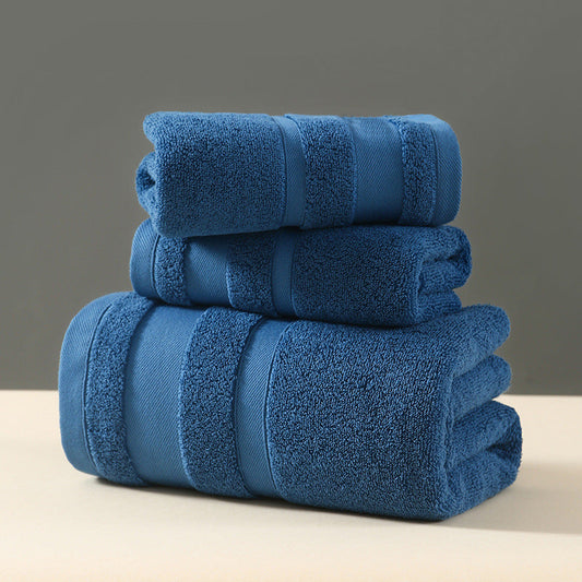 NNEDSZ Blue Luxury 3-Piece 100% Cotton Towel Set - Bath, Hand & Face Towels-0