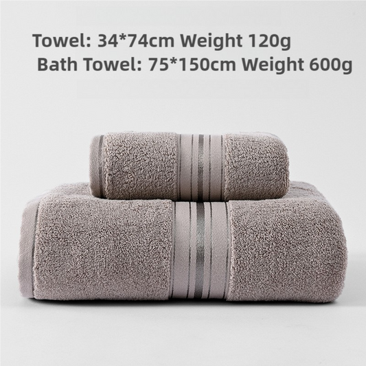 NNEDSZ Light Brown Cotton Towel Set(Towel + Bath Towel) - Quick Dry, Extra Thick & Absorbent, Perfect for Bath & Beach-0