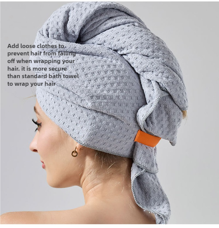 NNEDSZ 2 Pcs Coffee Super Absorbent Waffle Weave Hair Towel, Multi-Functional Quick Drying Turban for Women, Soft & Fast Drying Head Wrap-3