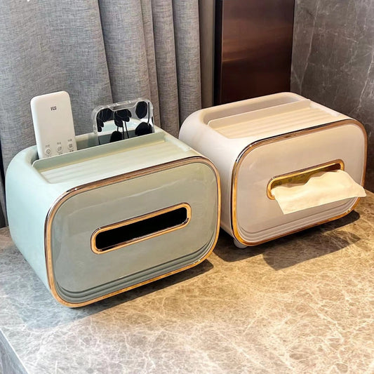 NNEDSZ Light Green PET Luxury Tissue Box - Multifunctional Desktop Paper Towel Organizer for Home and Living Room-1