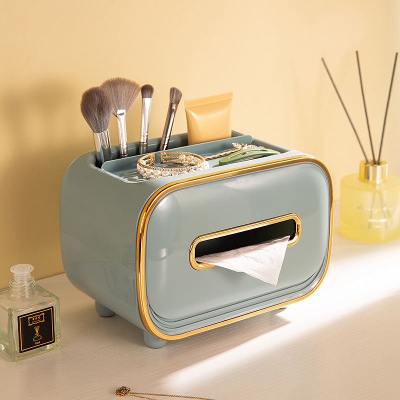 NNEDSZ Light Green PET Luxury Tissue Box - Multifunctional Desktop Paper Towel Organizer for Home and Living Room-2