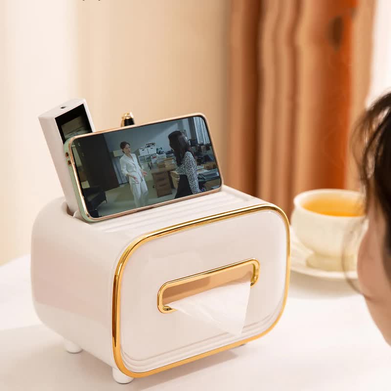 NNEDSZ Light Green PET Luxury Tissue Box - Multifunctional Desktop Paper Towel Organizer for Home and Living Room-3