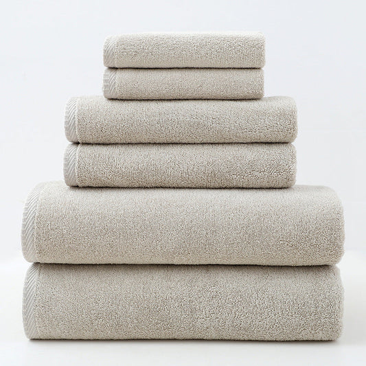 NNEDSZ Beige Premium Cotton Towel Set - 6 Pieces, Soft & Absorbent Bath Towels for Adults-0