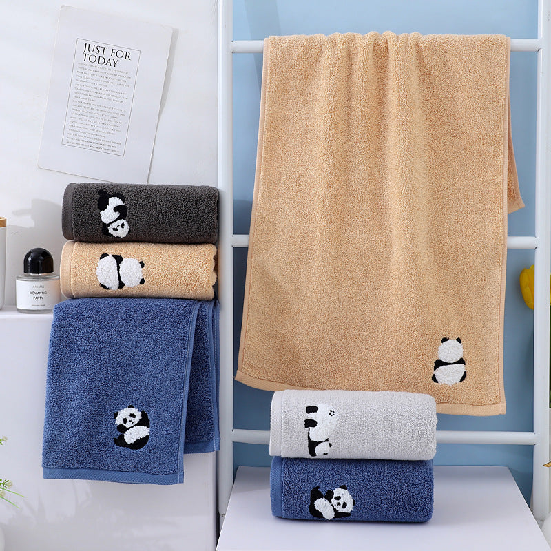 NNEDSZ 2 Pcs Khaki Panda Print Soft Cotton Hand Towel, Super Absorbent Mini Towels, 34x75cm-1