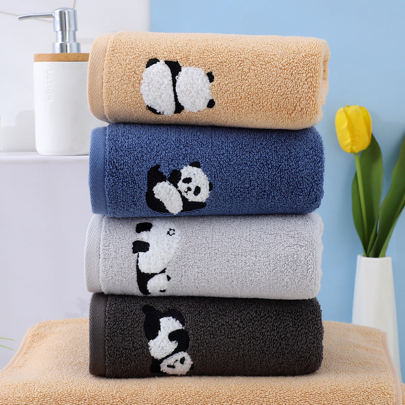 NNEDSZ 2 Pcs Khaki Panda Print Soft Cotton Hand Towel, Super Absorbent Mini Towels, 34x75cm-4