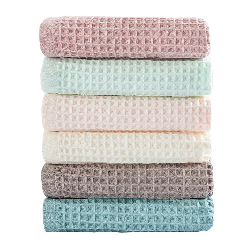 NNEDSZ Green Pure Cotton Waffle Weave Bath Towel - Soft, Absorbent & Extra Large 70x140 cm for Home Use-3