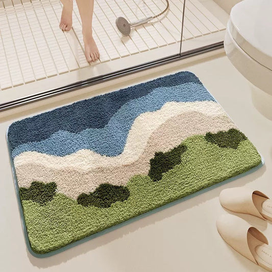 NNEDSZ Big Wave Beach Bath Mat - Super Absorbent, Non-Slip Bathroom Floor Mat - 50x80cm-0
