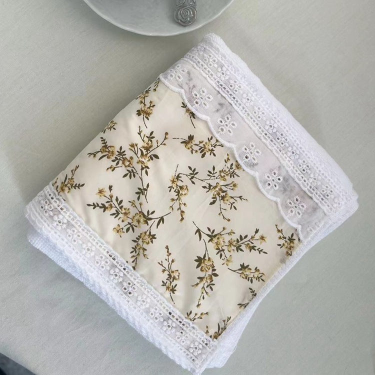 NNEDSZ 2 PCS Yellow Small Flower B 100% Cotton Solid Color Thickened Adult Face Towel with Floral Soft Texture - 35 x 75cm-0