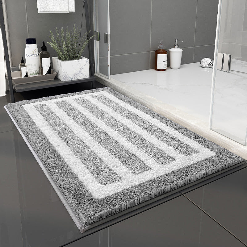 NNEDSZ Gray Stripes Absorbent Striped Bathroom Rug - Non-Slip Bath Mat for Bathroom, Toilet & Shower Room Entrance 50x80cm-1