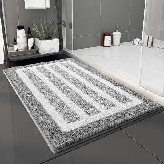NNEDSZ Gray Stripes Absorbent Striped Bathroom Rug - Non-Slip Bath Mat for Bathroom, Toilet & Shower Room Entrance 50x80cm-1