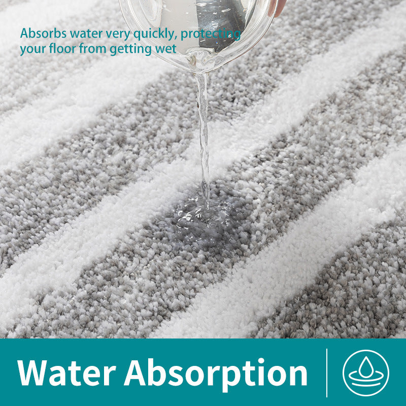 NNEDSZ Gray Stripes Absorbent Striped Bathroom Rug - Non-Slip Bath Mat for Bathroom, Toilet & Shower Room Entrance 50x80cm-2