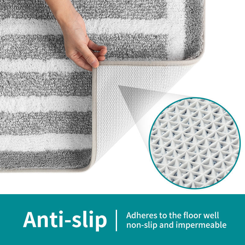 NNEDSZ Gray Stripes Absorbent Striped Bathroom Rug - Non-Slip Bath Mat for Bathroom, Toilet & Shower Room Entrance 50x80cm-4