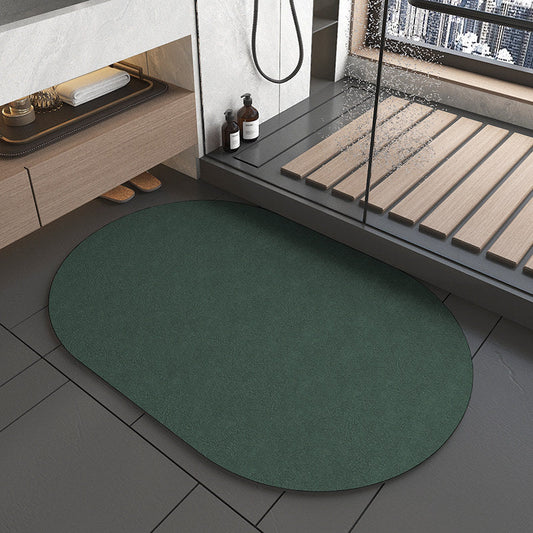 NNEDSZ Oval dark green Quick-Dry Absorbent Non-Slip Bath Rug for Bathroom, Kitchen & Entryway 50x80cm-0