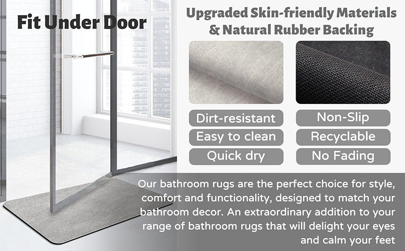 NNEDSZ Oval dark grey Quick-Dry Absorbent Non-Slip Bath Rug for Bathroom, Kitchen & Entryway 60x90cm-3