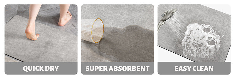 NNEDSZ Oval dark grey Quick-Dry Absorbent Non-Slip Bath Rug for Bathroom, Kitchen & Entryway 60x90cm-4