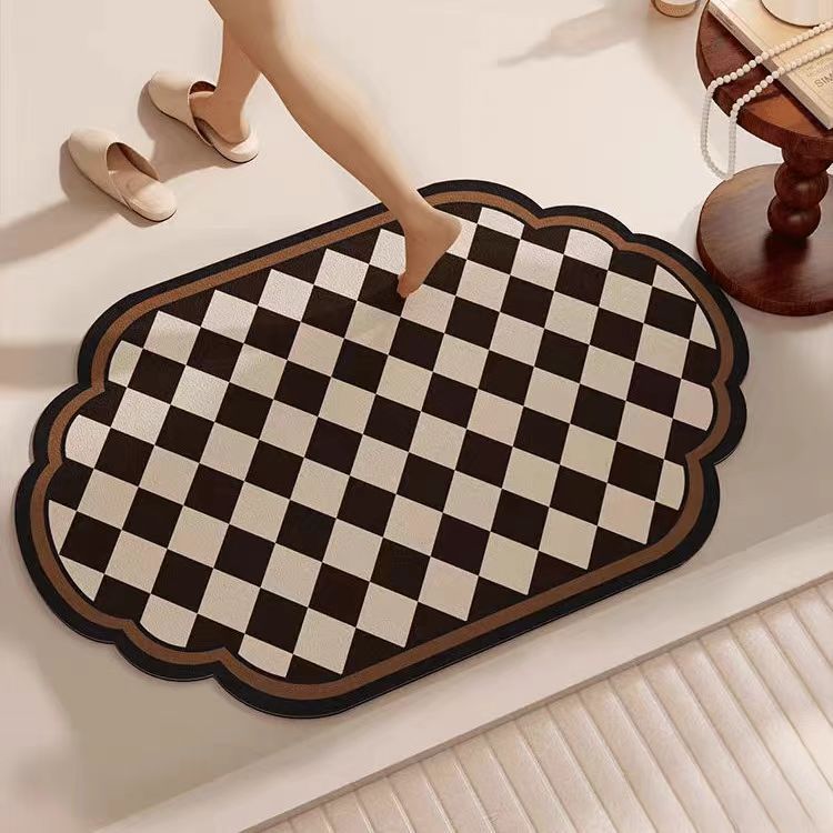 NNEDSZ Lattice Diatomaceous Earth Bathroom Mat - Vintage Design, Fast-Dry Anti-Slip 45*70cm-0