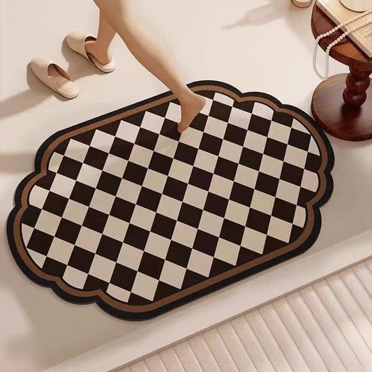NNEDSZ Lattice Diatomaceous Earth Bathroom Mat - Vintage Design, Fast-Dry Anti-Slip 45*70cm-0