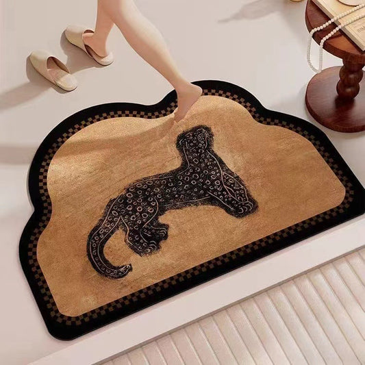 NNEDSZ Leopard in the Boudoir Diatomaceous Earth Bathroom Mat - Vintage Design, Fast-Dry Anti-Slip 45*70cm-0