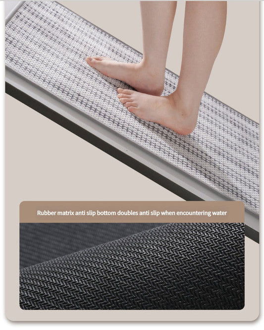 NNEDSZ Grey Safe & Dry Bathroom Mat - Non-Slip Absorbent Bath Rug 40x60cm-1