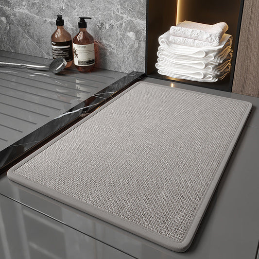 NNEDSZ Grey Quick Dry Bathroom Rug - Non-Slip PVC Foam, Super Absorbent, 50x80cm-0