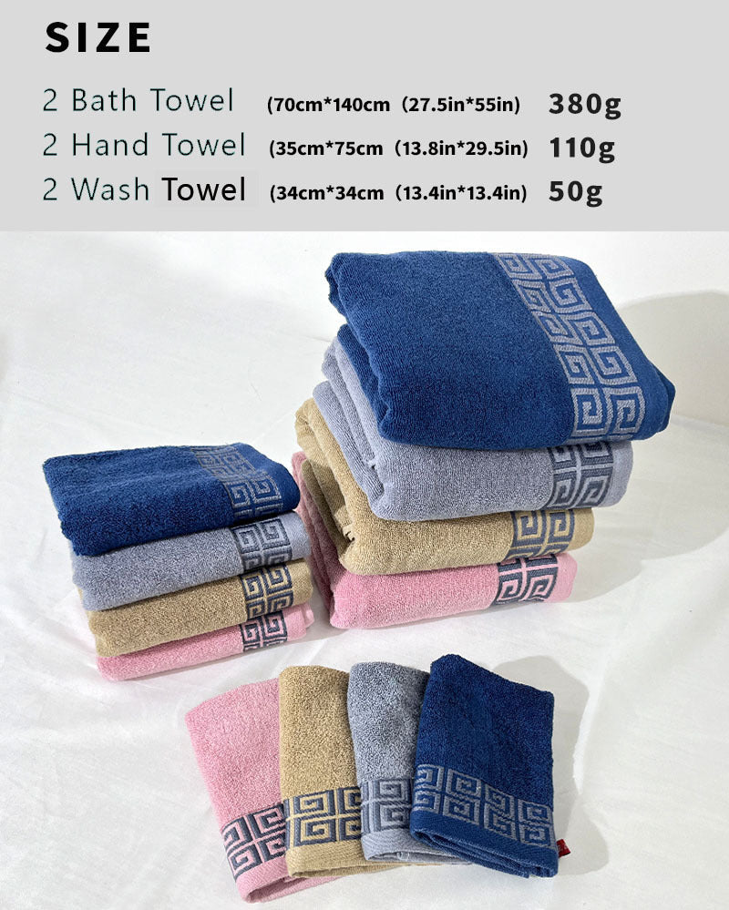 NNEDSZ Grey Luxury Cotton Towel Set - 6-Piece Highly Absorbent Bath & Hand Towels-2