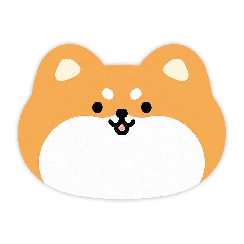 NNEDSZ 2 Pcs Style 9 Yellow Puppy pattern Cartoon Pet Feeding Mat for Cats & Dogs - Absorbent Diatom Mud Splash-Proof Mat, Easy to Clean-0