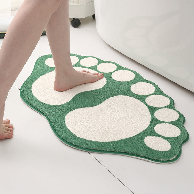 NNEDSZ 2 Pcs Red And White Foot-Shaped Plush Bath Mat - Non-Slip Absorbent Bathroom Rug for Bedroom and Doorway (50x80cm)-1