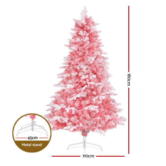 NNEDSZ Jingle Jollys Christmas Tree 1.8m Pink Xmas Tree Snowy Party Decor 810 Tips-1