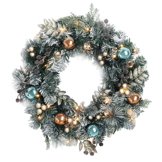 NNEDSZ Jingle Jollys 60cm Christmas Wreath with LED Lights Snowy Garland Xmas Decor-0
