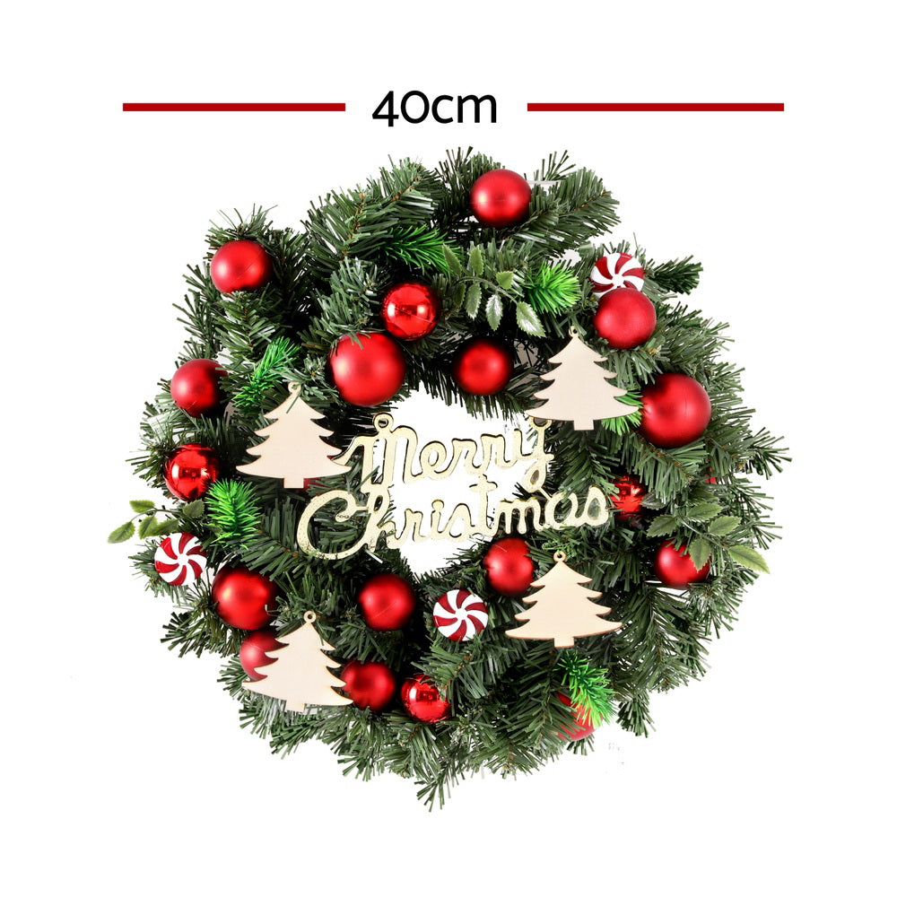NNEDSZ Jingle Jollys Christmas Wreath 40CM Xmas Garland Baubles Ornaments Party Decor-1