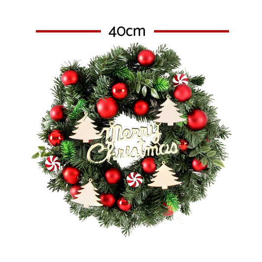 NNEDSZ Jingle Jollys Christmas Wreath 40CM Xmas Garland Baubles Ornaments Party Decor-1