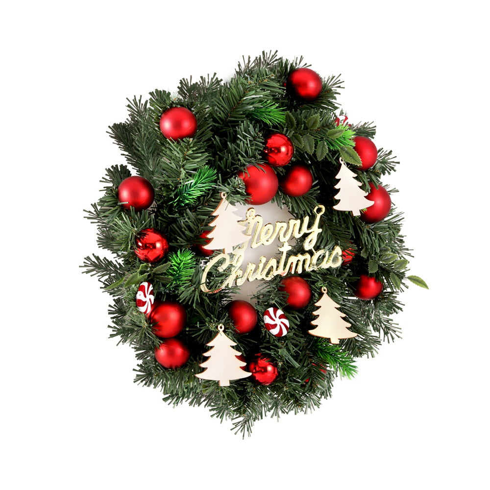 NNEDSZ Jingle Jollys Christmas Wreath 40CM Xmas Garland Baubles Ornaments Party Decor-2