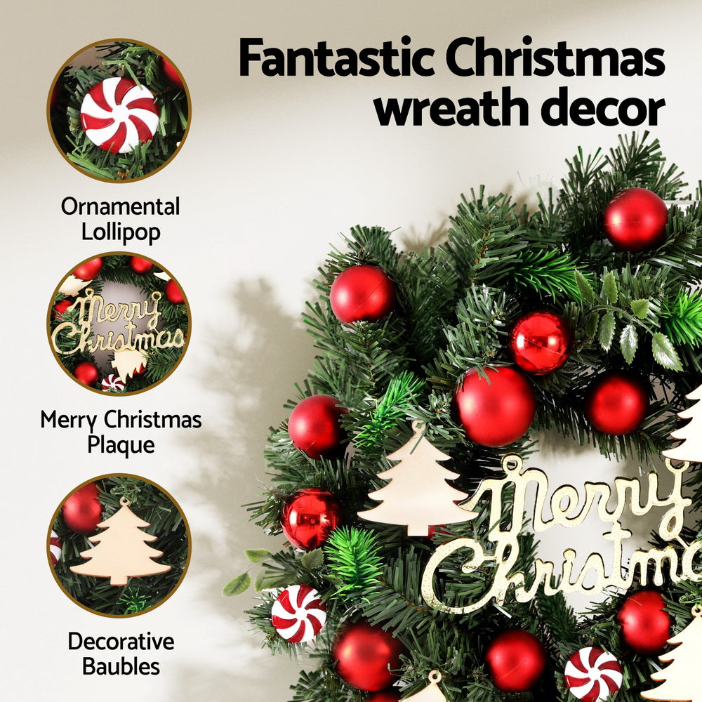 NNEDSZ Jingle Jollys Christmas Wreath 40CM Xmas Garland Baubles Ornaments Party Decor-4