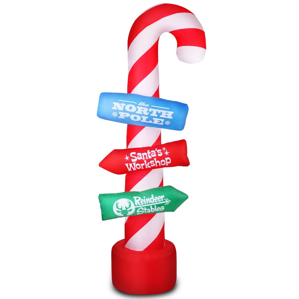 NNEDSZ Jollys 2.4M Christmas Inflatable Santa Guide Candy Pole Xmas Decor LED-0