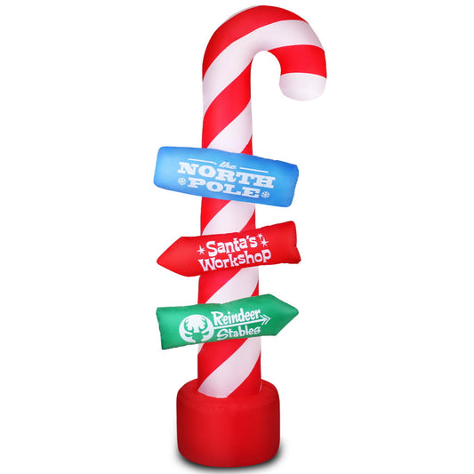 NNEDSZ Jollys 2.4M Christmas Inflatable Santa Guide Candy Pole Xmas Decor LED-0