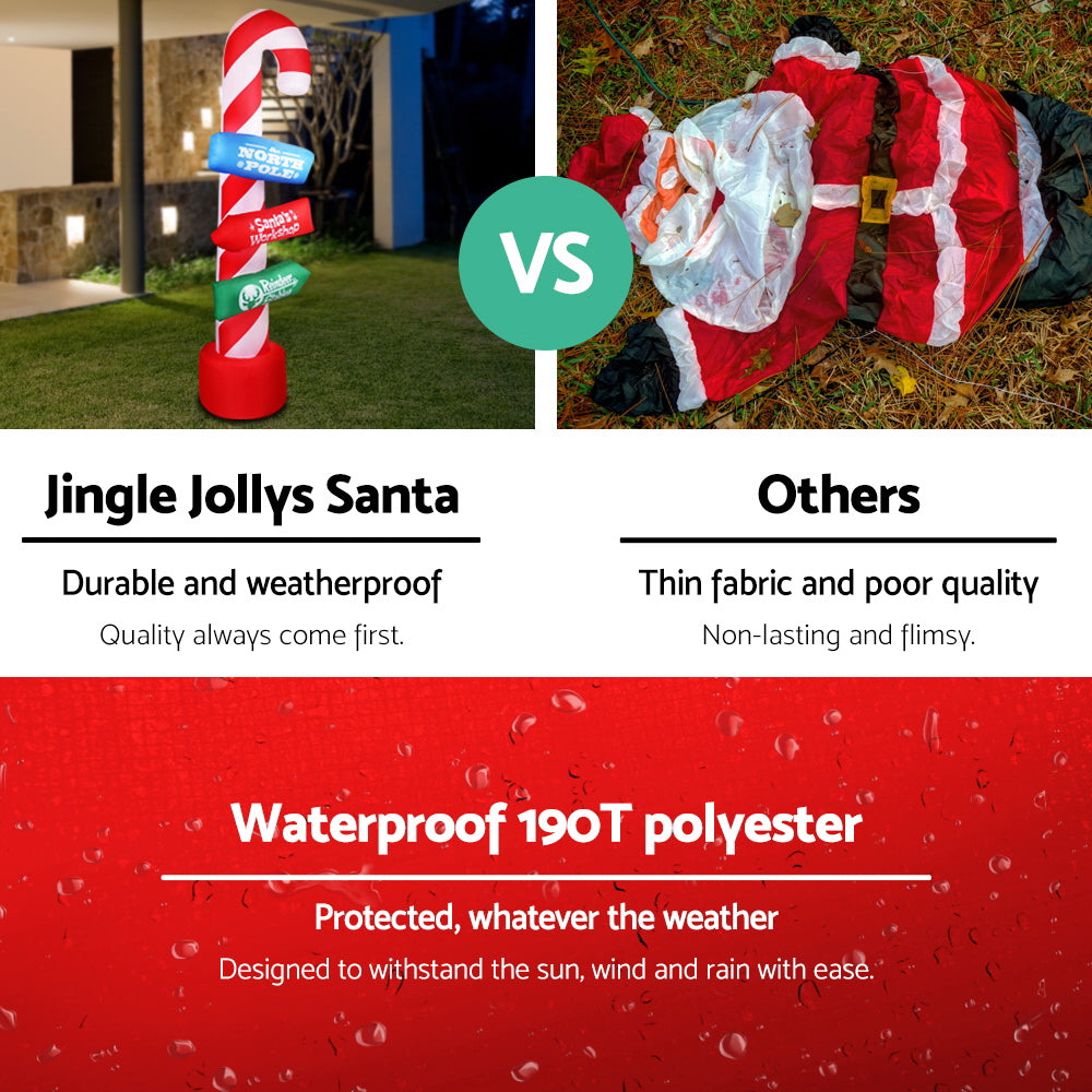 NNEDSZ Jollys 2.4M Christmas Inflatable Santa Guide Candy Pole Xmas Decor LED-3