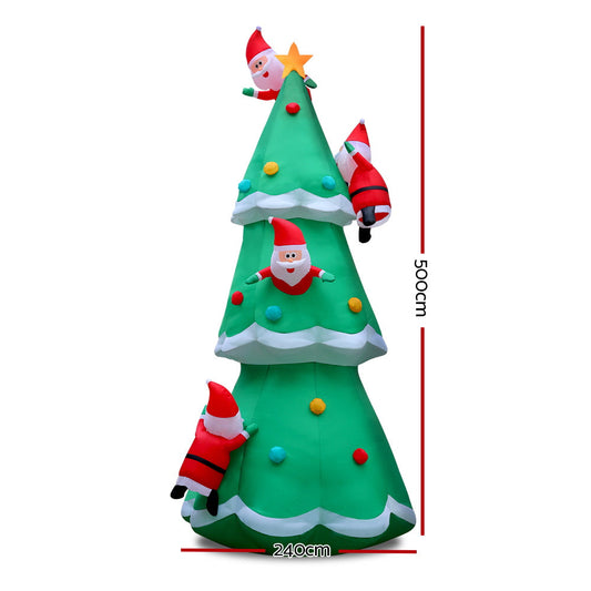 NNEDSZ Jollys 5M Christmas Inflatable Santa on Christmas Tree Xmas Decor LED-1