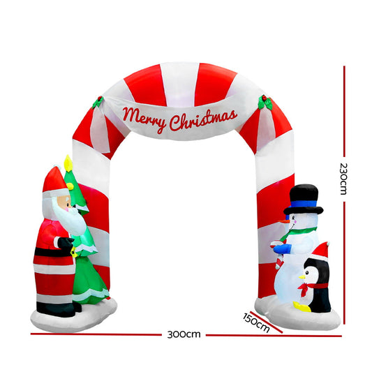 NNEDSZ Jollys 3M Christmas Inflatable Archway with Santa Xmas Decor LED-1